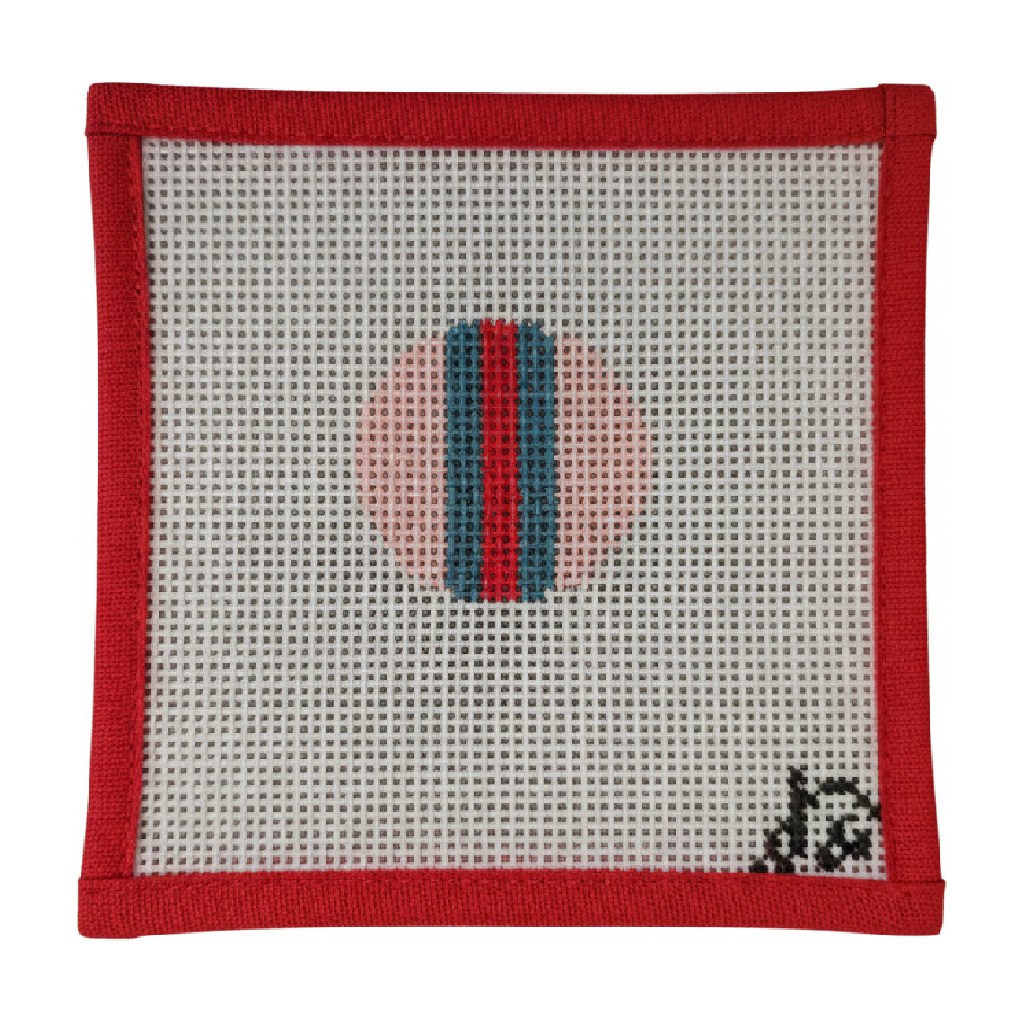 Pink Circle with Blue & Neon Pink Stripe Bag Charm