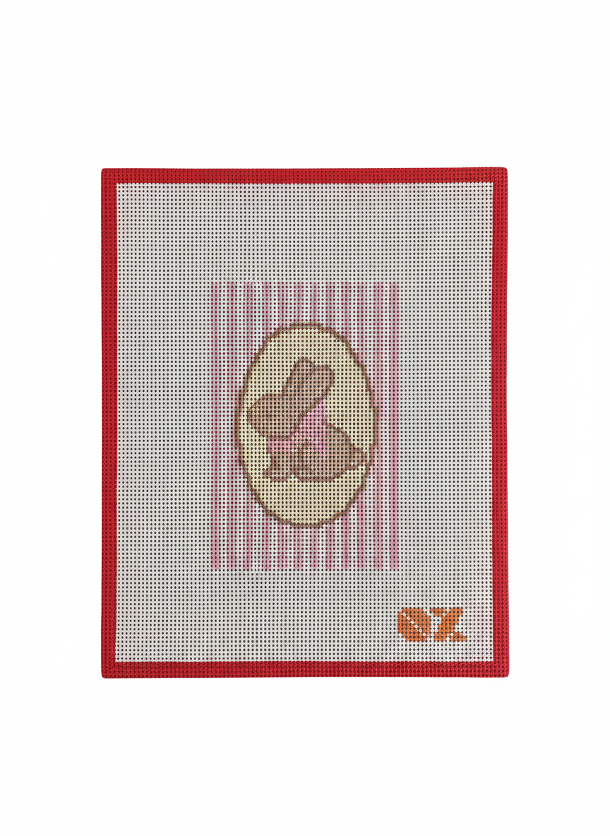 Pink Bunny Striped Oval