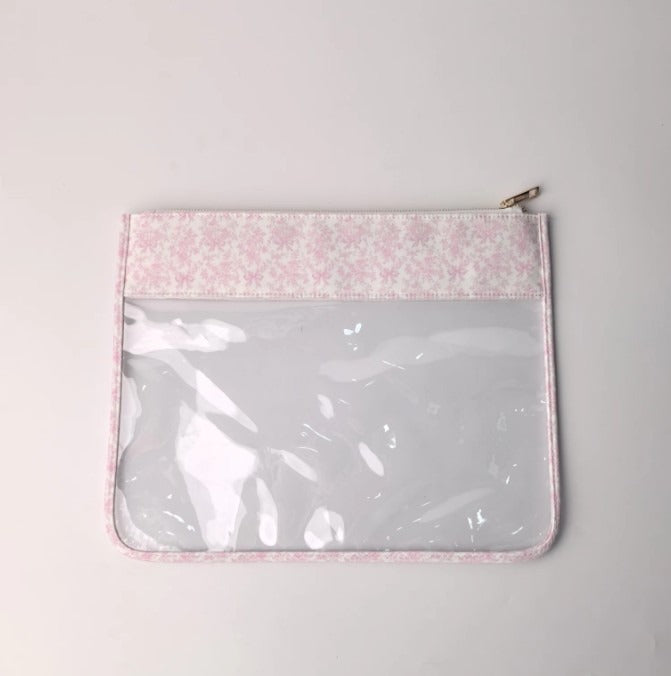 Pink Floral Clear Project Bag