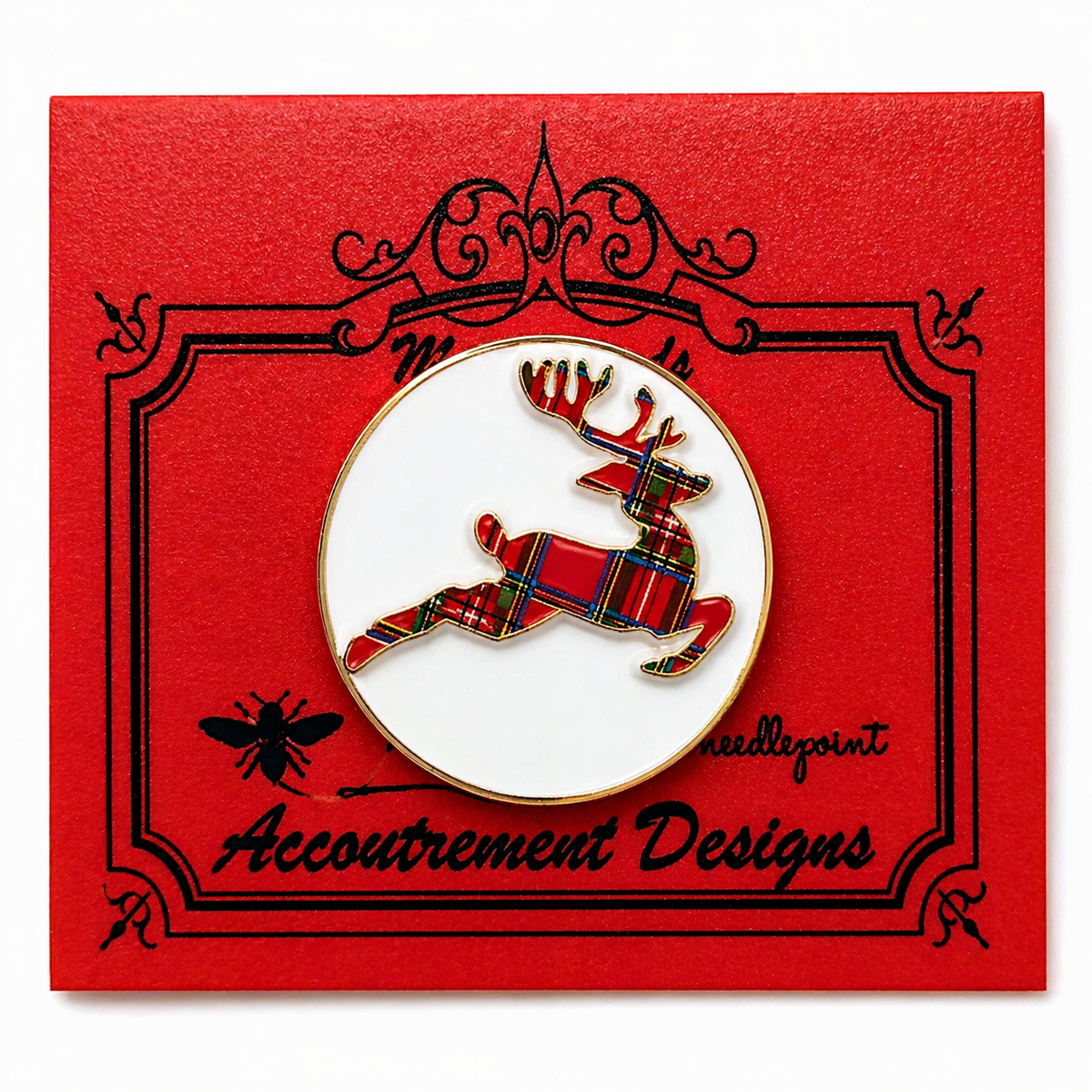 Plaid Reindeer Needle Minder Magnet