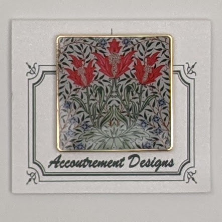 William Morris Red Tulips Needle Minder Magnet