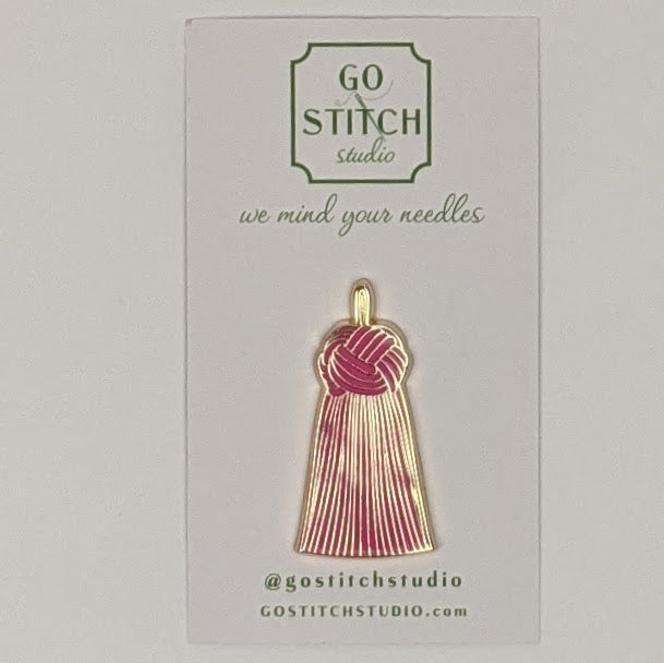 Pink French Knot Tassel Needle Minder Magnet
