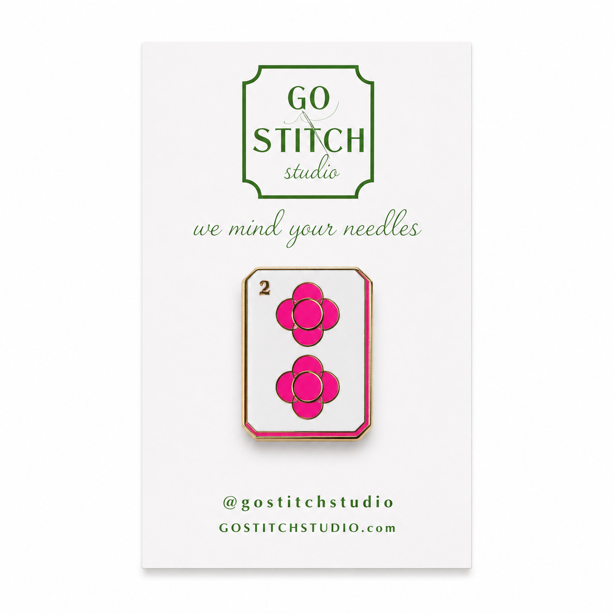Two Dot Hot Pink Mahjong Tile Needle Minder Magnet