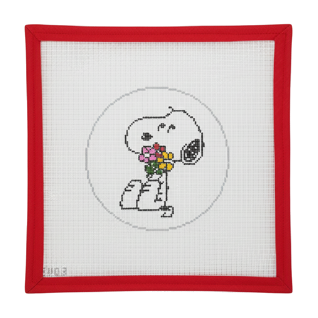 Snoopy Hugging Flowers
